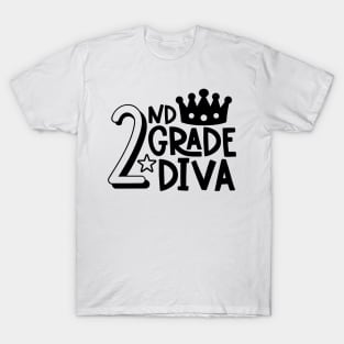 2nd Grade Diva Cute Kids Girls School Back to School T-Shirt